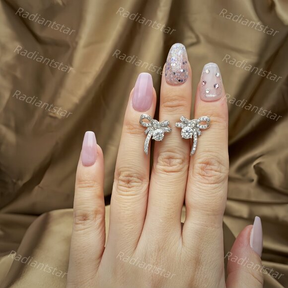 NEW Certified 1ct. t.w. Moissanite Bow Knot Earrings - Picture 7 of 7